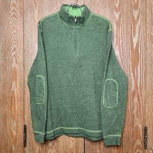 Bugatchi Uomo Men's Green Quarter Zip Pullover Sweater Long Sleeve Size L Casual
